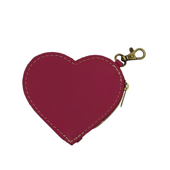 Portland Leather Goods Heart Hot Pink Bag Charm Leather Coin Pouch - Picture 8 of 11